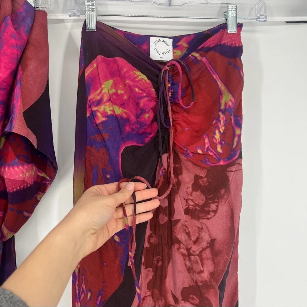 With Jean Naomi Purple Festival Rave Convertible Halter Wrap Midi Skirt Set XS - Picture 10 of 16